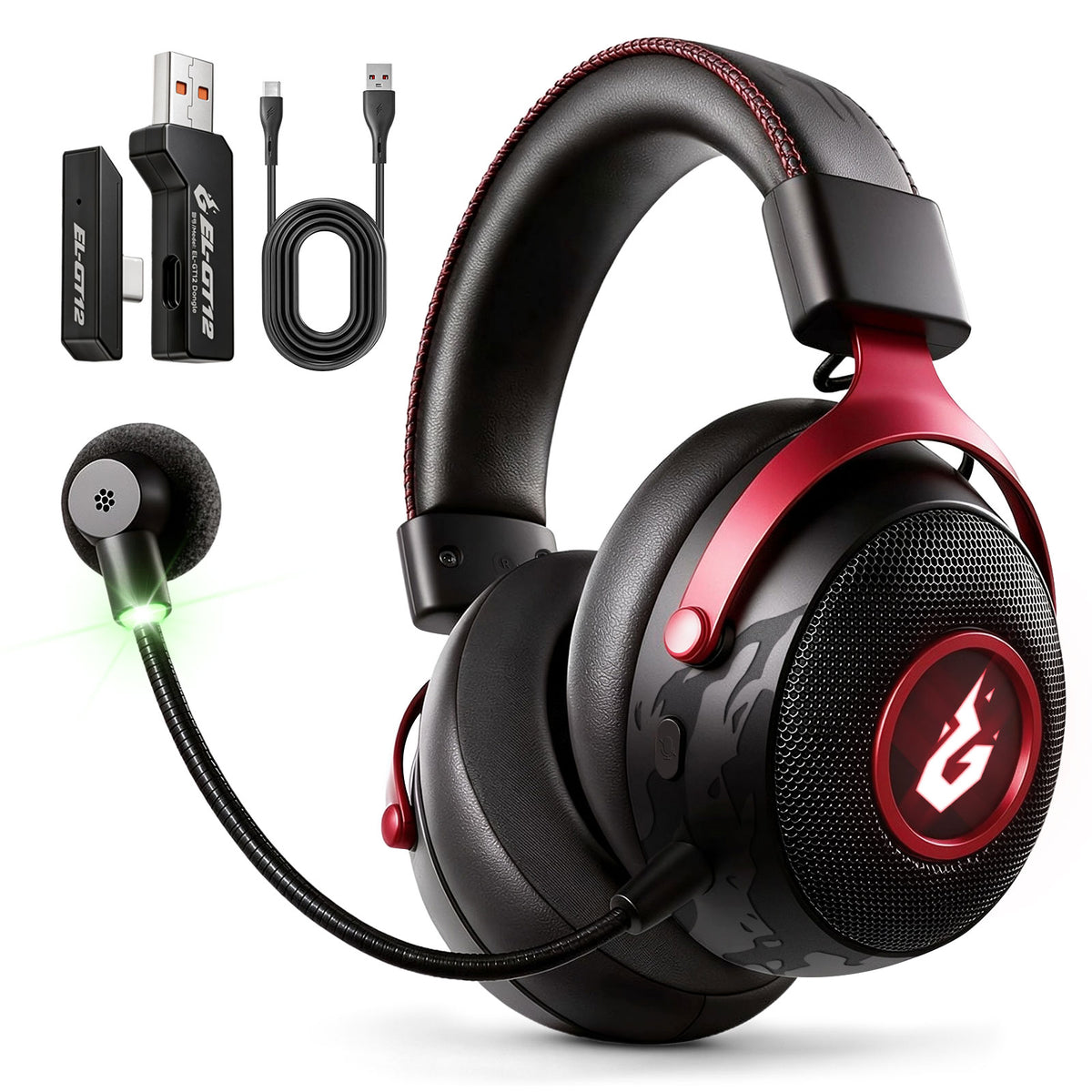 Wireless Gaming Headset with Mic, 50mm Drivers, Bluetooth 6.0 and 2.4GHz