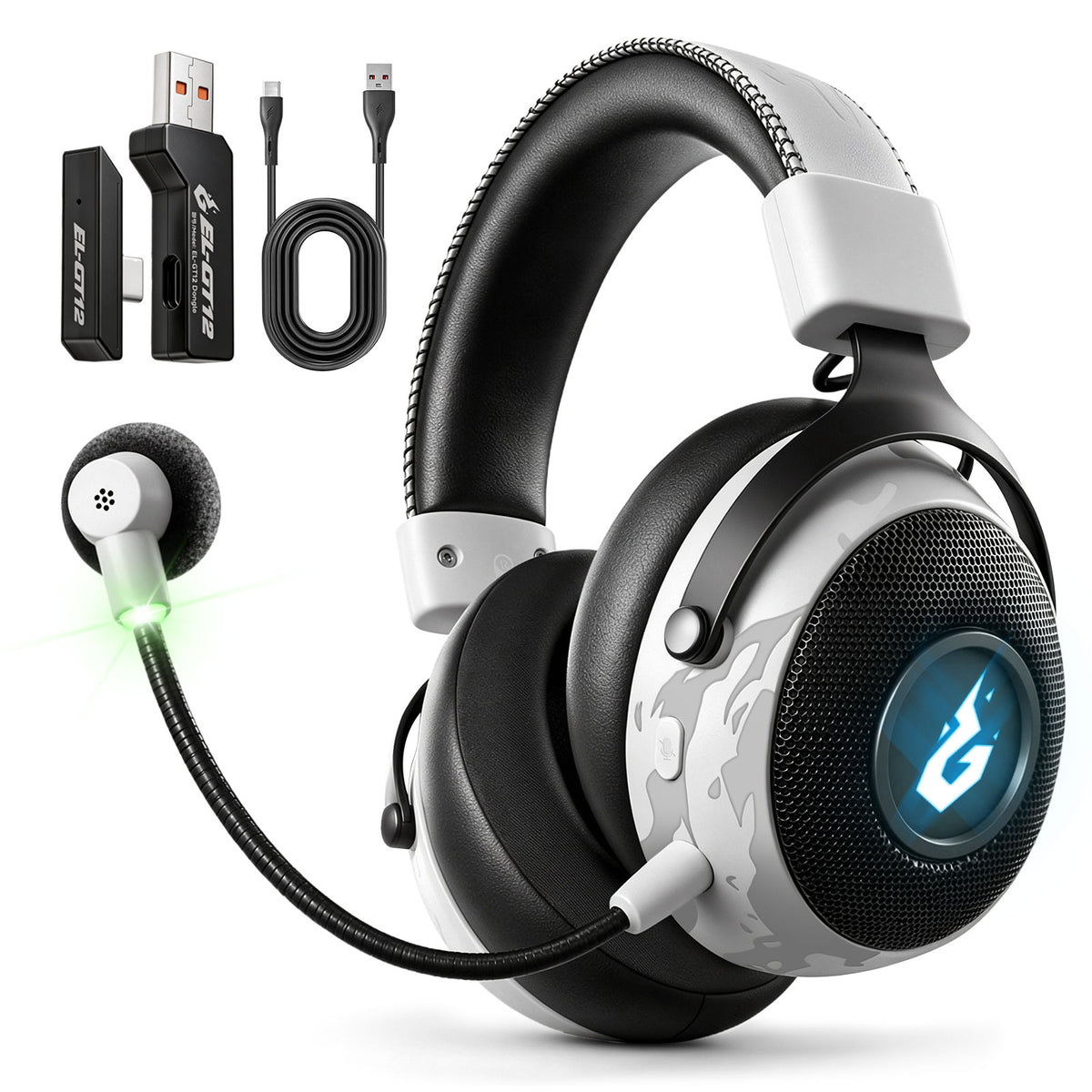Wireless Gaming Headset with Mic, 50mm Drivers, Bluetooth 6.0 and 2.4GHz